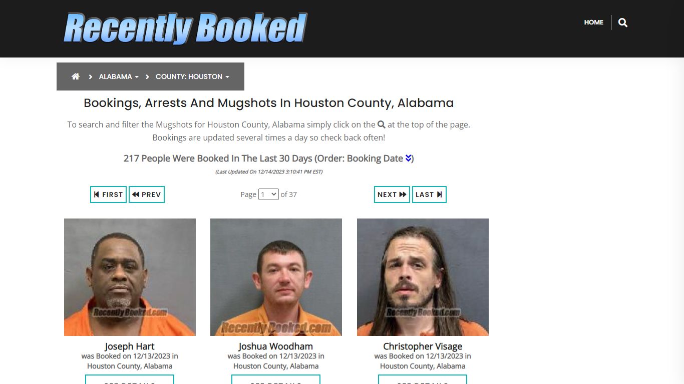 Bookings, Arrests and Mugshots in Houston County, Alabama - Recently Booked